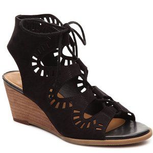 Black Faux Suede Lace-up Sandals
